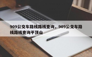 909公交车路线路线查询，909公交车路线路线查询平顶山