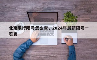 北京限行限号怎么查，2024年最新限号一览表